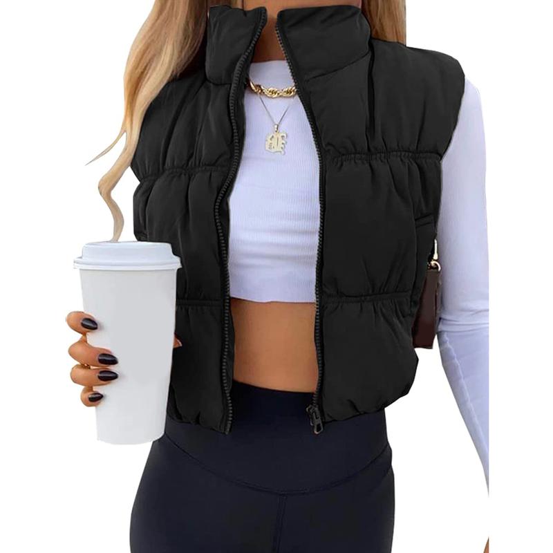 CAROLINE™ - Sleeveless Zip-Up Puffer Vest with Stand Collar
