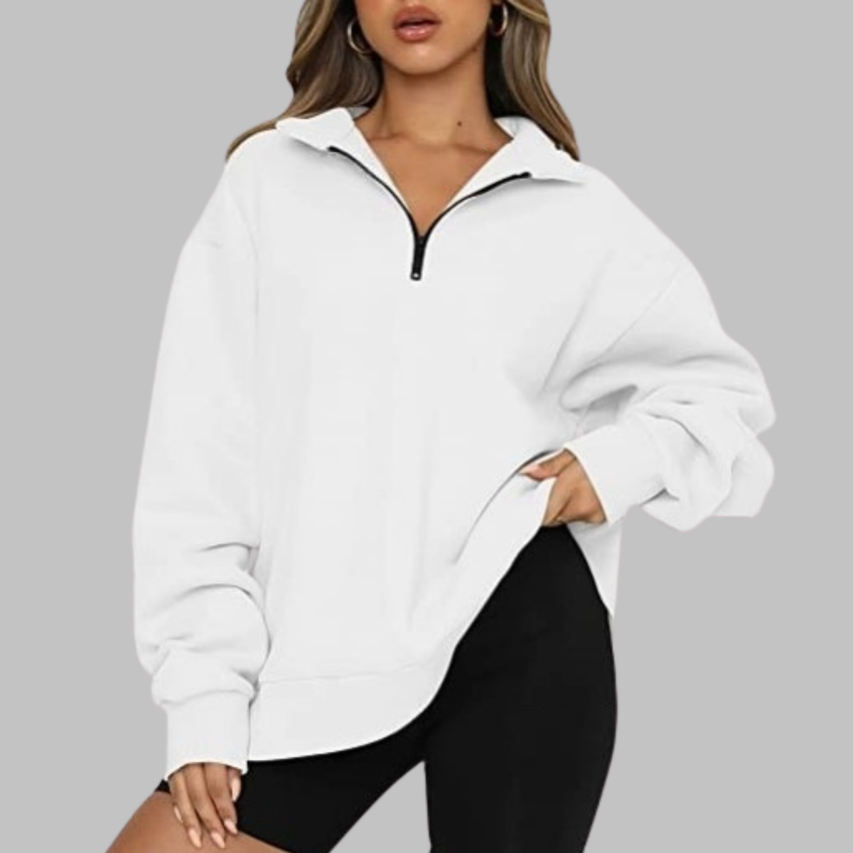 TENLEY™ - Casual Oversized Half Zip Long Sleeve Sweatshirt