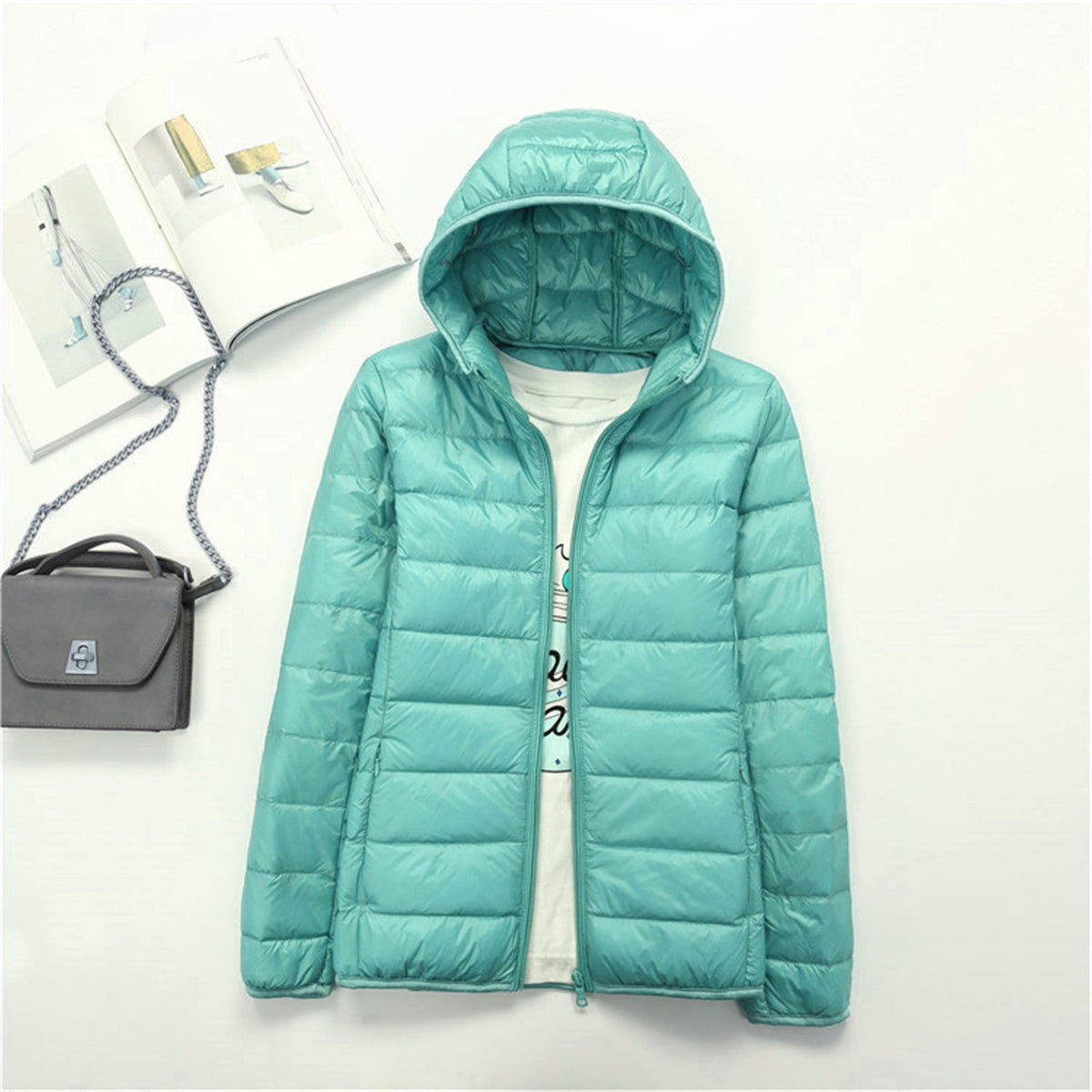 LIYANNA™ - Comfy Plus Size Lightweight Hooded Long Sleeve Puffer Jacket