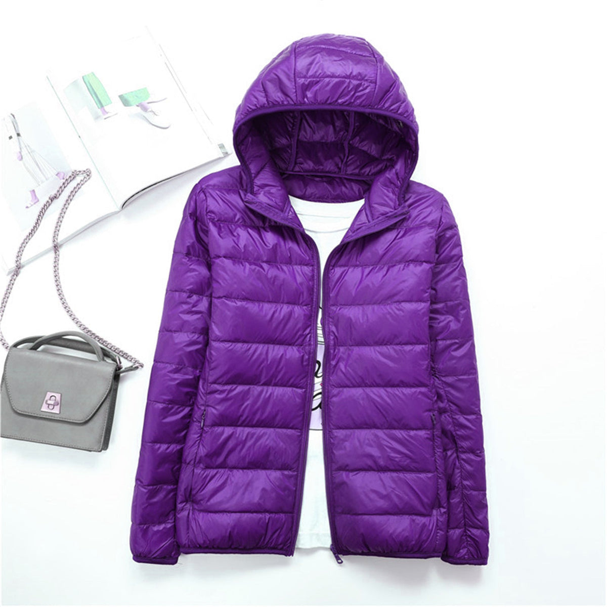 LIYANNA™ - Comfy Plus Size Lightweight Hooded Long Sleeve Puffer Jacket