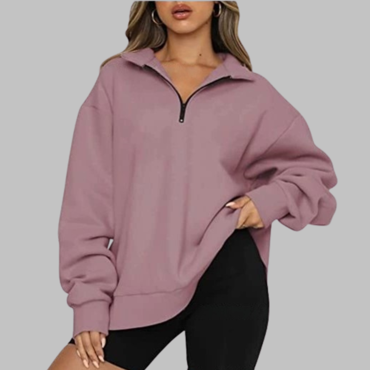 TENLEY™ - Casual Oversized Half Zip Long Sleeve Sweatshirt