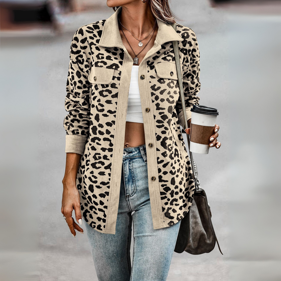 SISI™ - Casual Leopard Print Button Front Jacket
