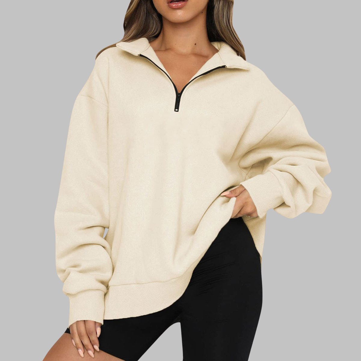 TENLEY™ - Casual Oversized Half Zip Long Sleeve Sweatshirt