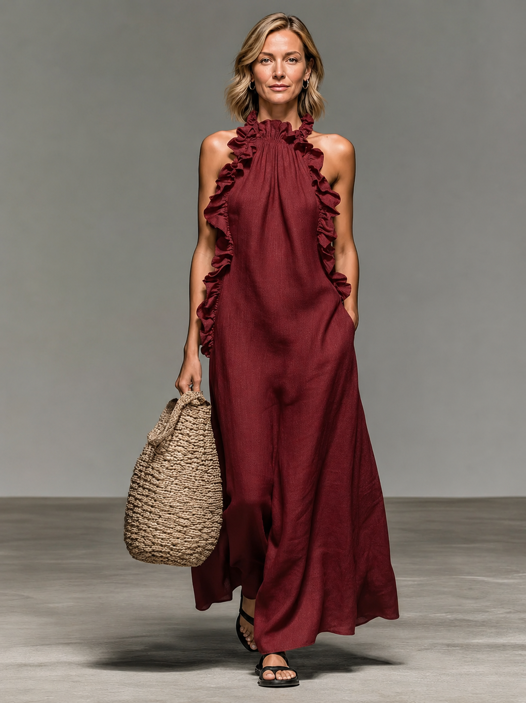 Violette | Airy Ruffle Trim Maxi Dress