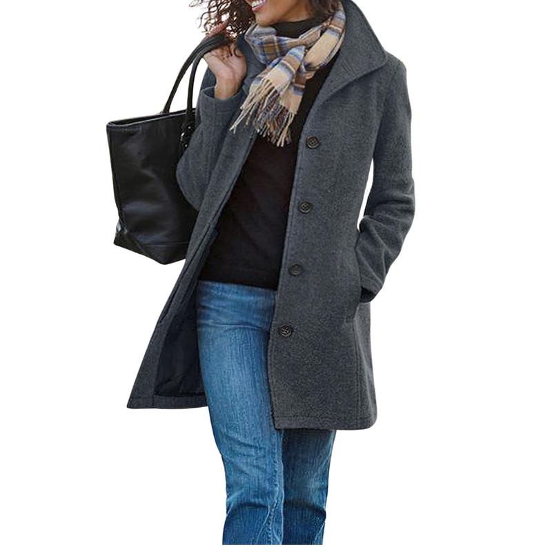 GABRIELA™ - Casual Wool Blend Pea Coat with Single-Breasted Design