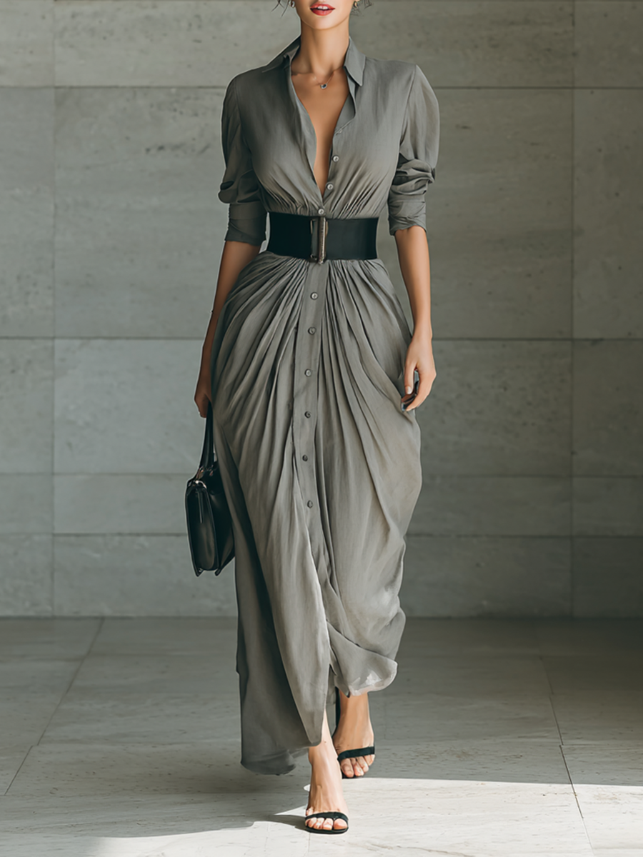 Fabienne | Elegant Draped Maxi Dress