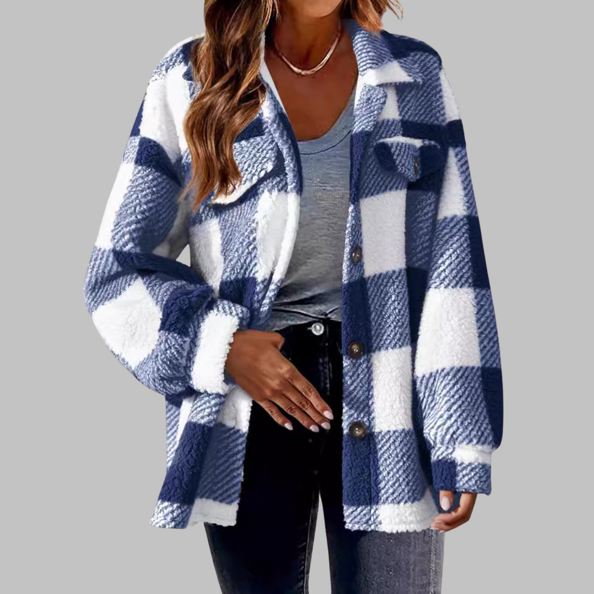 ERMI™ - Casual Plaid Button Down Long Sleeve Jacket