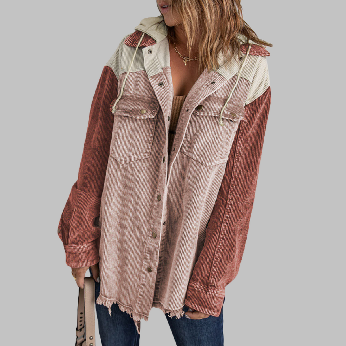 DABRINA™ - Classic Button Down Long Sleeve Hooded Jacket