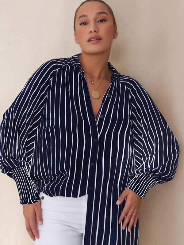 LIGAYA™ – Flowy Plus Size Casual Button-Up Top
