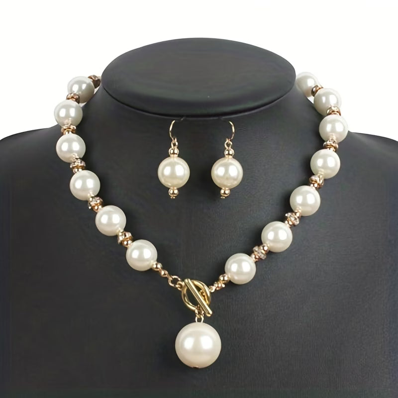 Chunky Pearl Statement Necklace Set