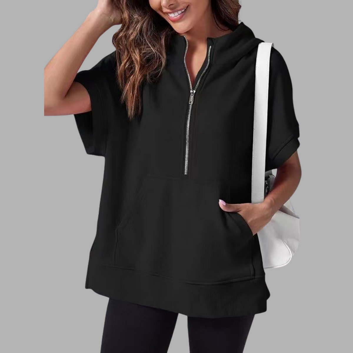 EMERLINDA™ – Relaxed Oversized Half-Zip Summer Hoodie