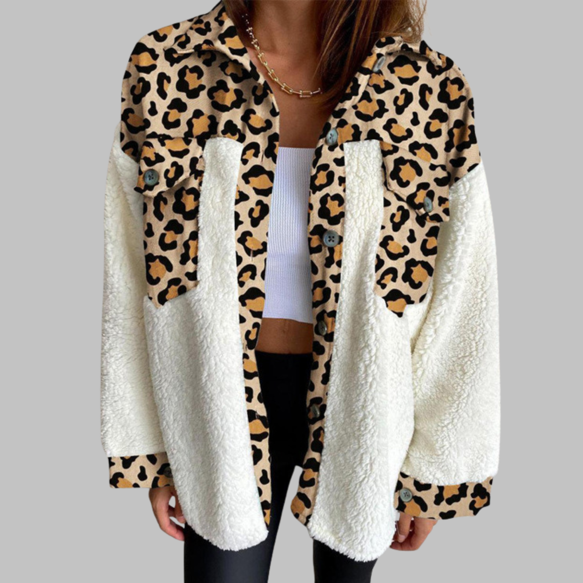 SUNNIE™ - Cozy Long Sleeve Button Down Checkered Jacket