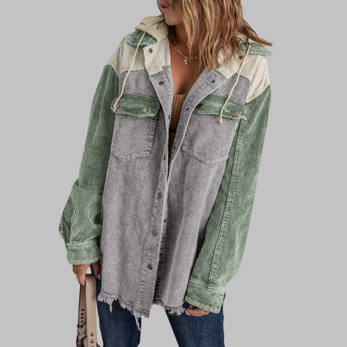 DABRINA™ - Classic Button Down Long Sleeve Hooded Jacket