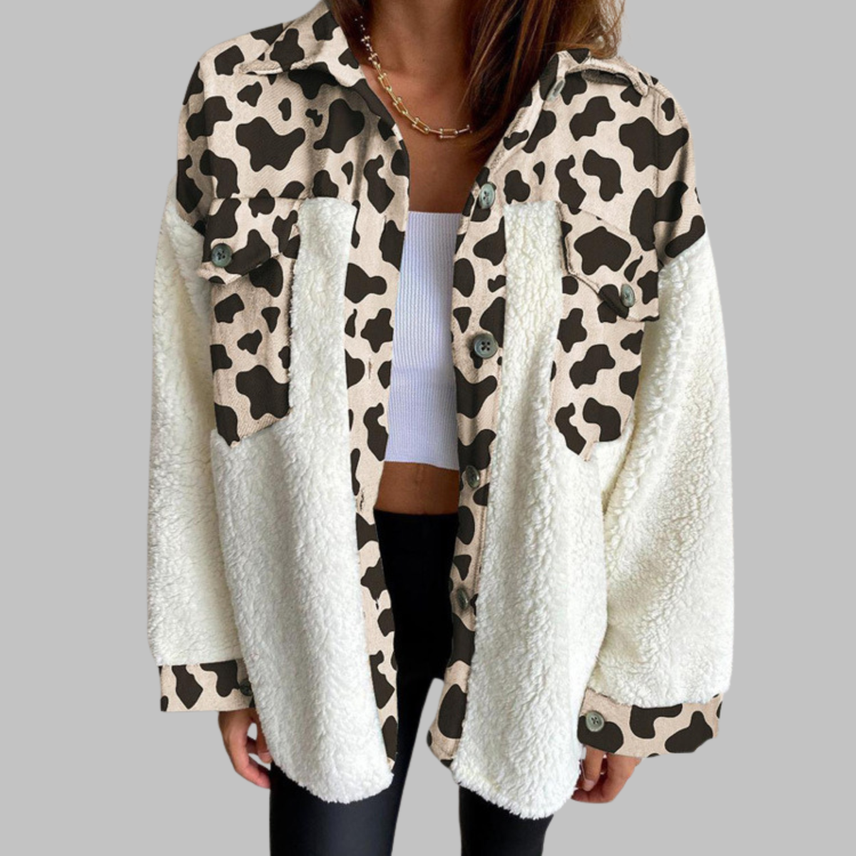 SUNNIE™ - Cozy Long Sleeve Button Down Checkered Jacket