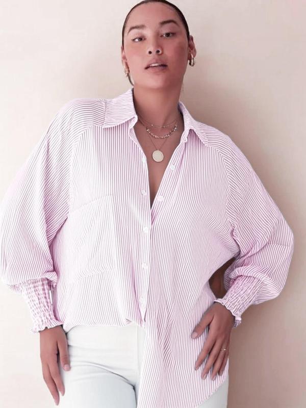 LIGAYA™ – Flowy Plus Size Casual Button-Up Top