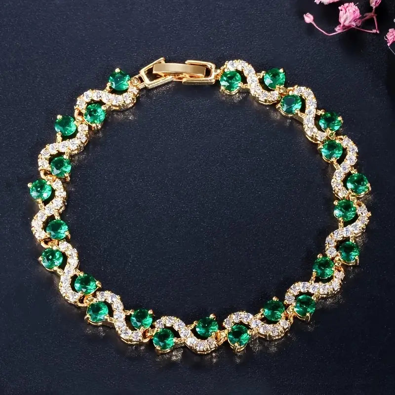 Graceful Emerald Wave Bracelet