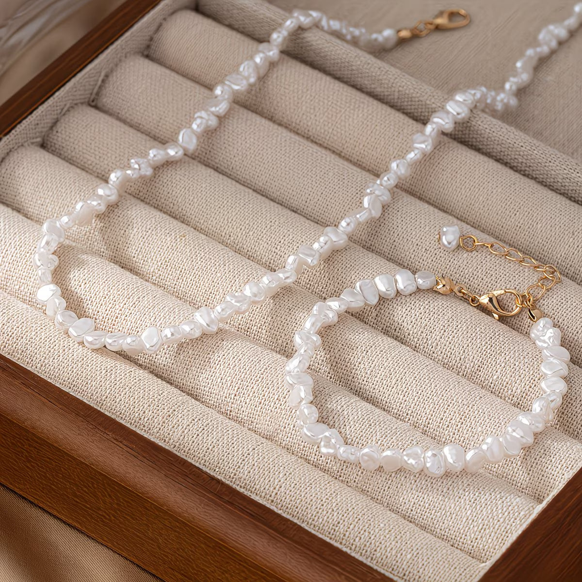 Baroque Pearl Necklace & Bracelet Set