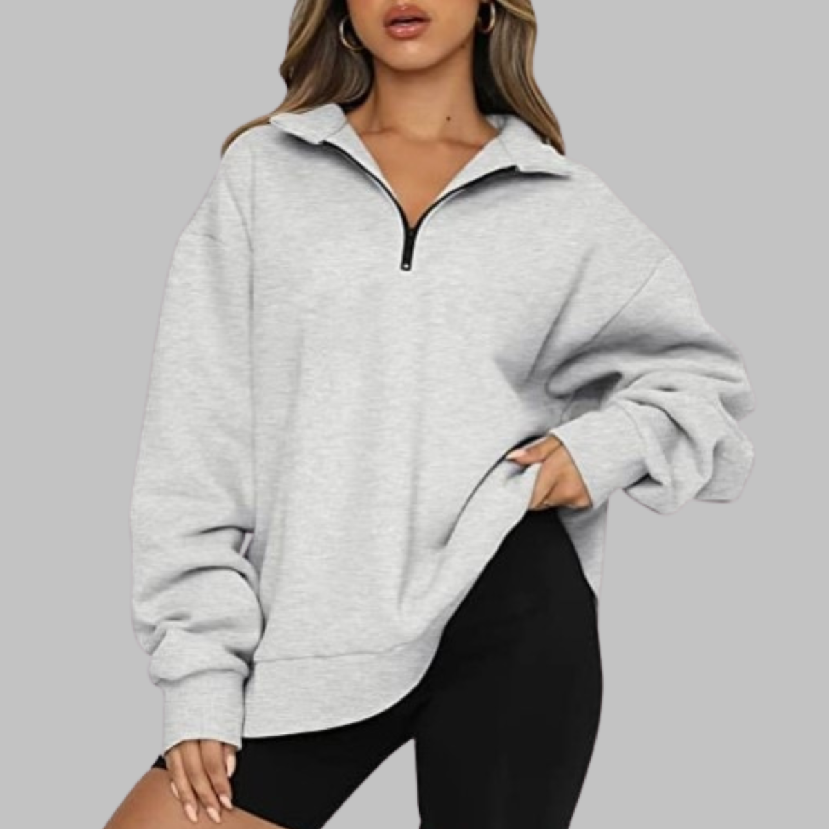 TENLEY™ - Casual Oversized Half Zip Long Sleeve Sweatshirt