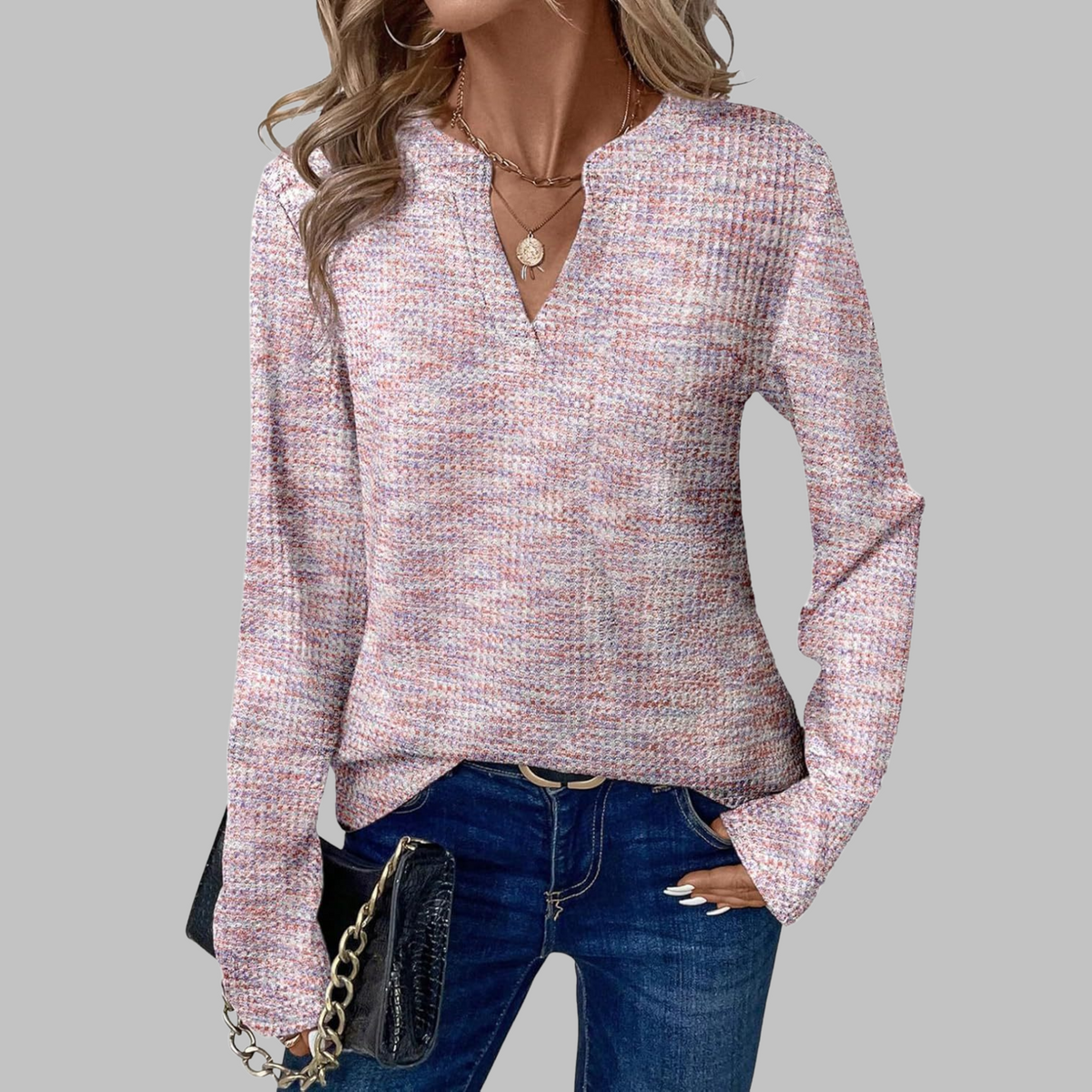 SHUKA™ - Cozy V-Neck Long Sleeve Blouse