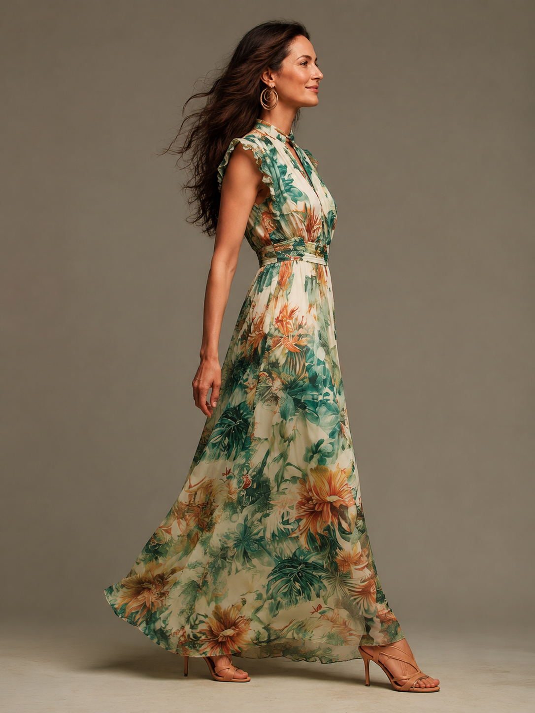 Eleonora | Airy Flutter Sleeve Maxi Dress
