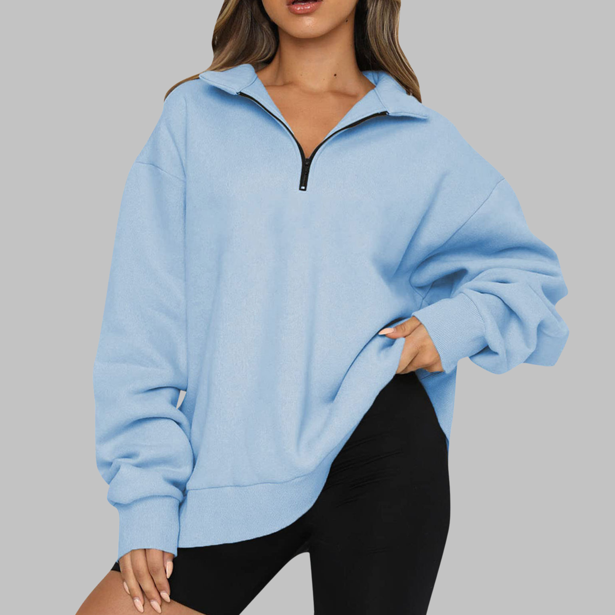 TENLEY™ - Casual Oversized Half Zip Long Sleeve Sweatshirt