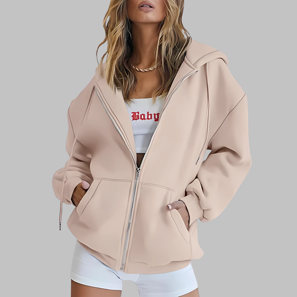DARA™ - Classic Zip Up Oversized Hooded Jacket