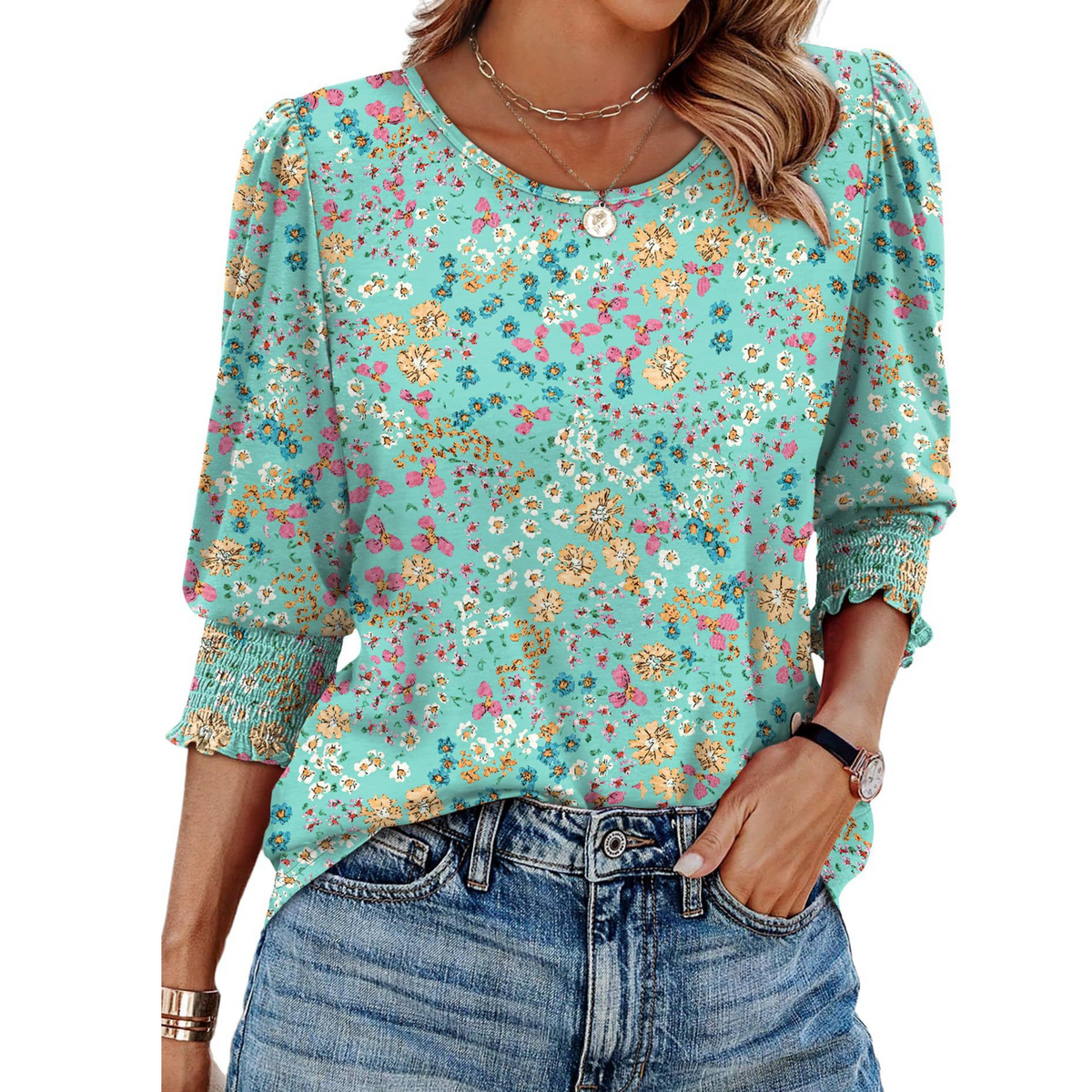 HELEIA™ - Elegant Casual Smocked Top