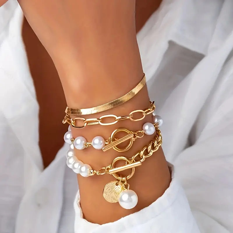 Premium Layered Pearl Bracelet Set