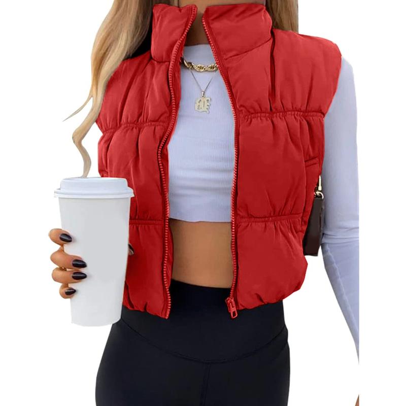CAROLINE™ - Sleeveless Zip-Up Puffer Vest with Stand Collar