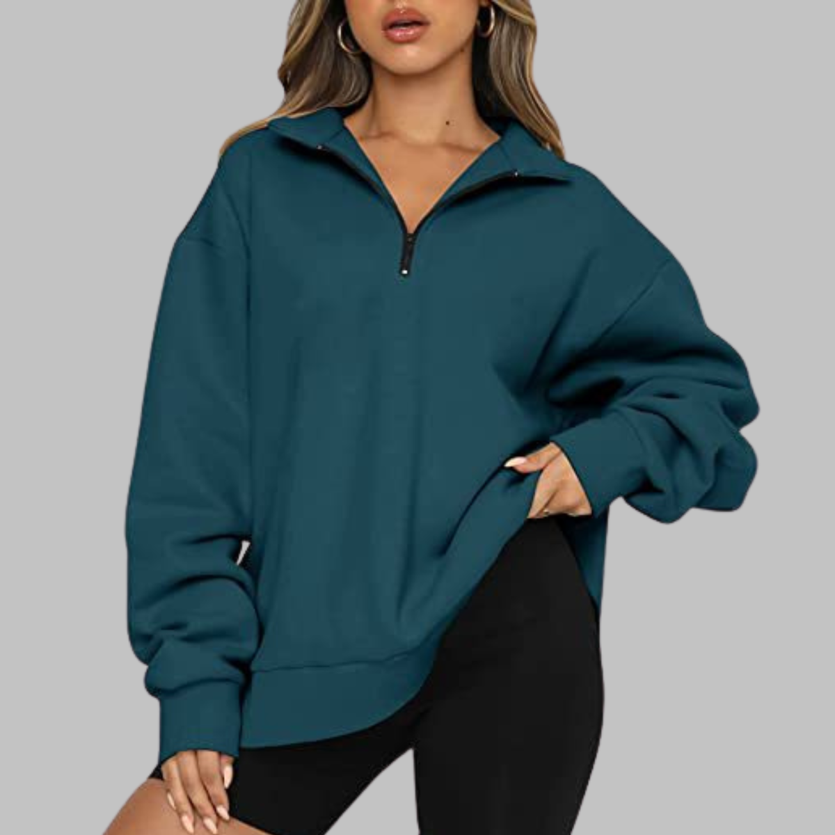 TENLEY™ - Casual Oversized Half Zip Long Sleeve Sweatshirt
