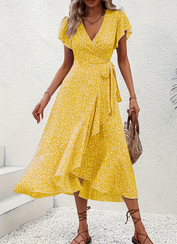 Fleurie | Floral Wrap Midi Dress