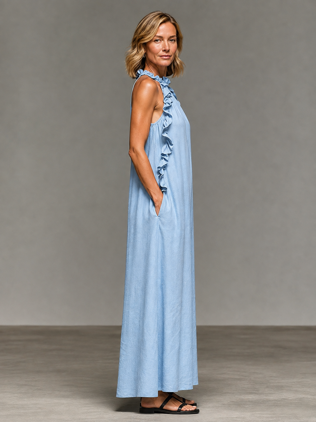 Violette | Airy Ruffle Trim Maxi Dress