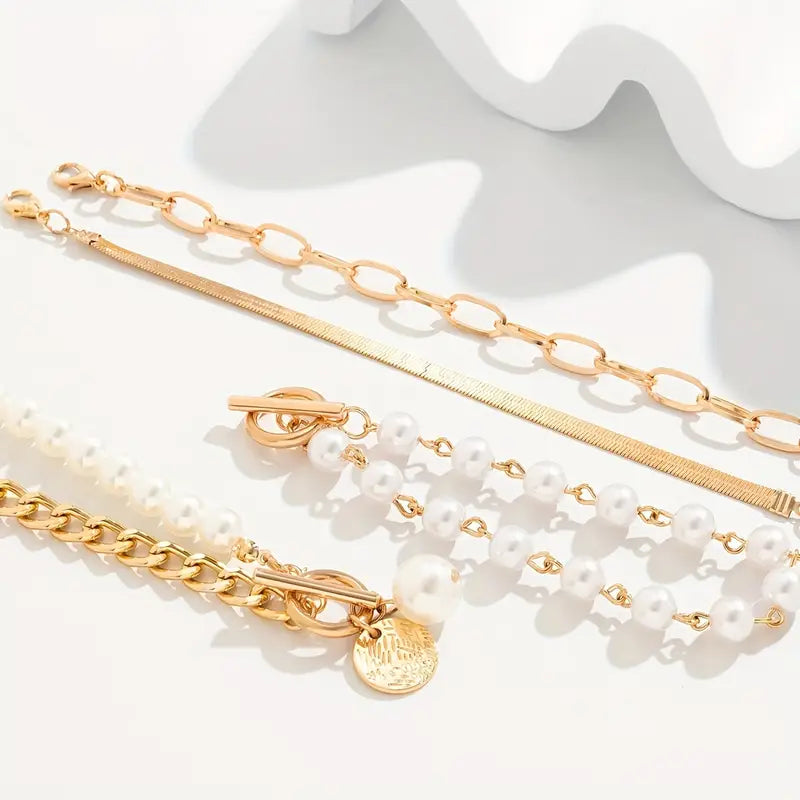 Premium Layered Pearl Bracelet Set