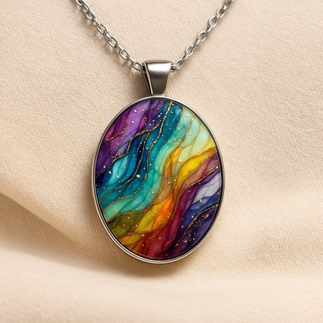 Artisan Rainbow Swirl Pendant Necklace