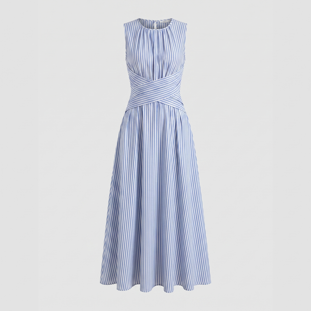 Margot | Striped Wrap Waist Midi Dress