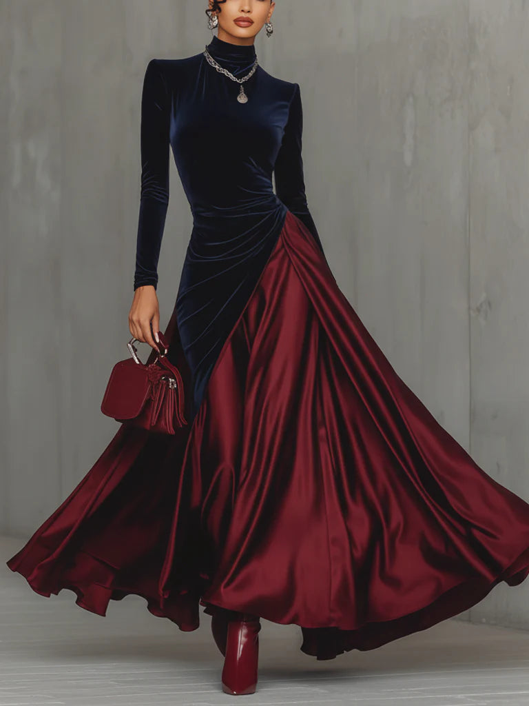 Hermione | Elegant Color Block Maxi Dress