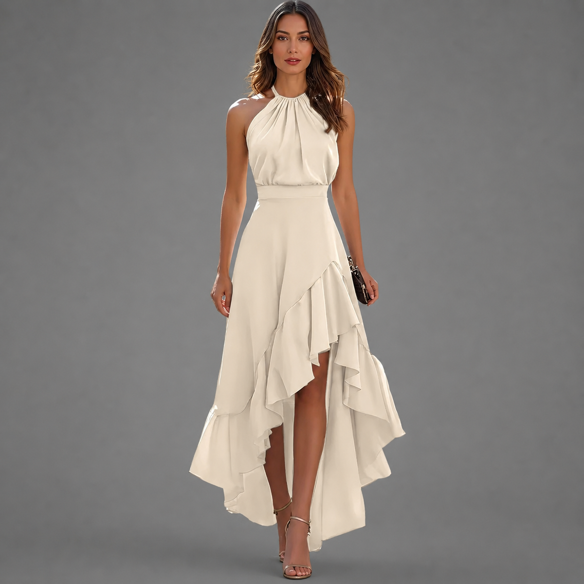 Ilona | Halter Ruffle Maxi Dress