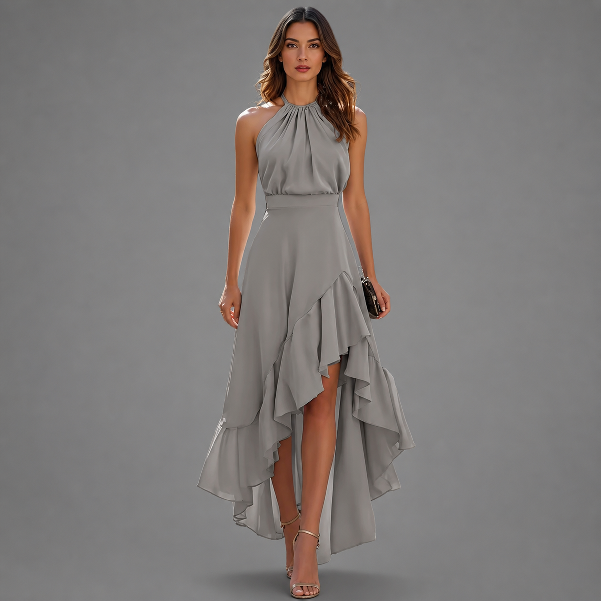 Ilona | Halter Ruffle Maxi Dress