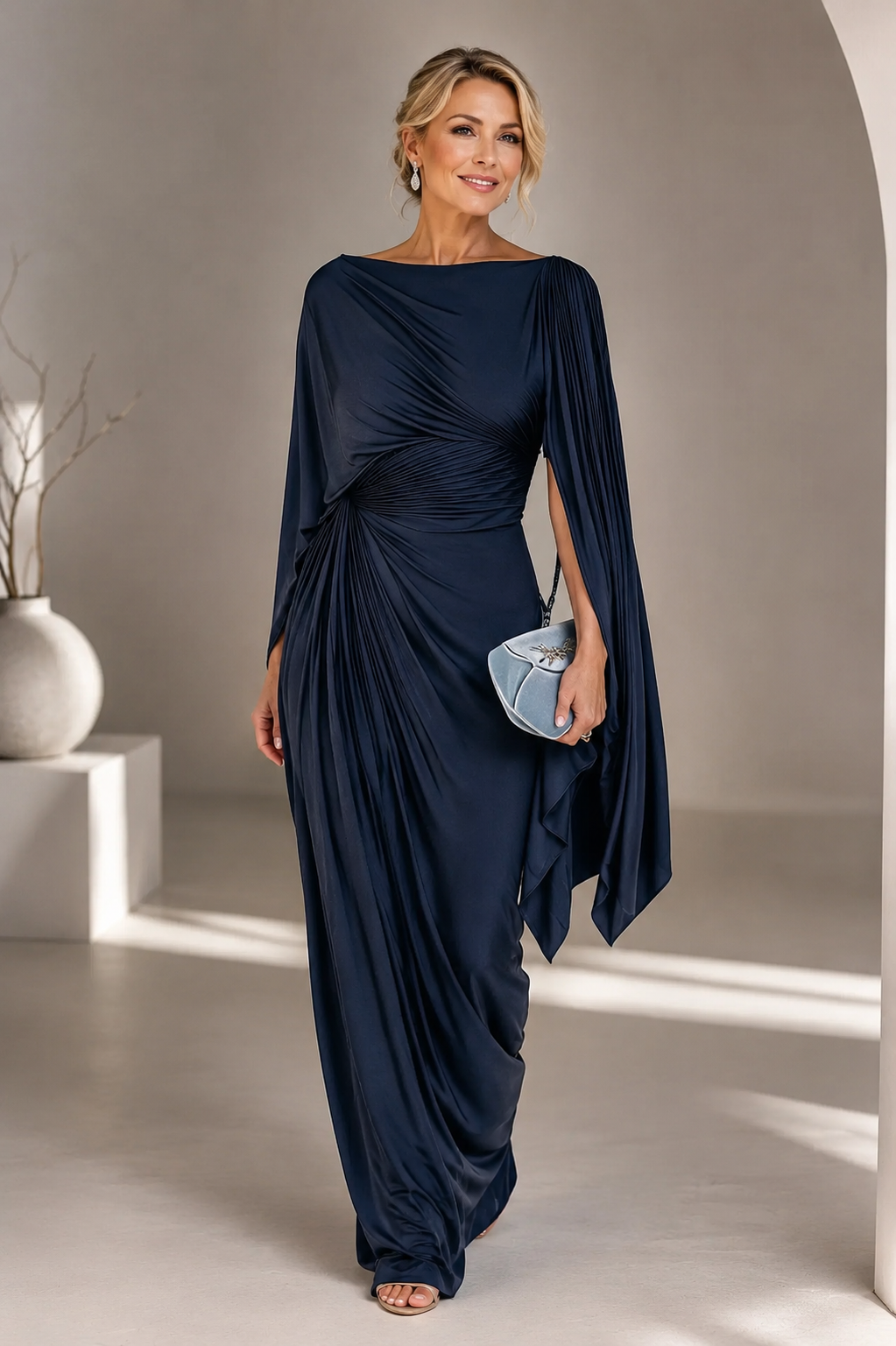 Meryl | Draped Sleeve Maxi Dress