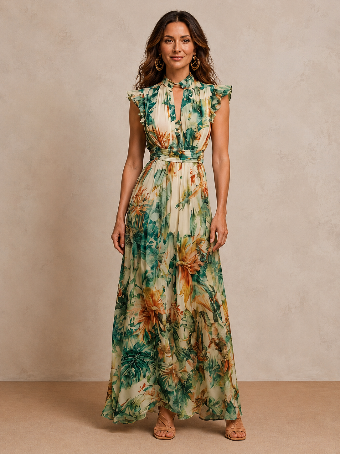 Eleonora | Airy Flutter Sleeve Maxi Dress