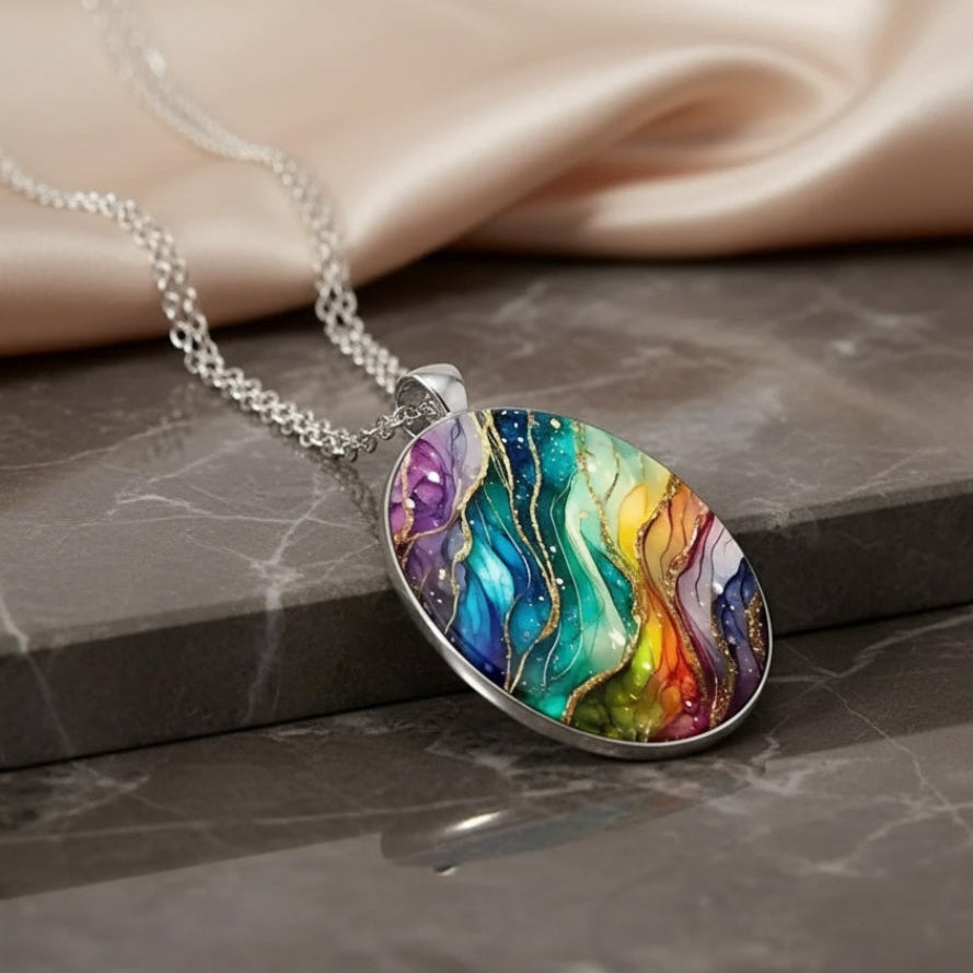 Artisan Rainbow Swirl Pendant Necklace
