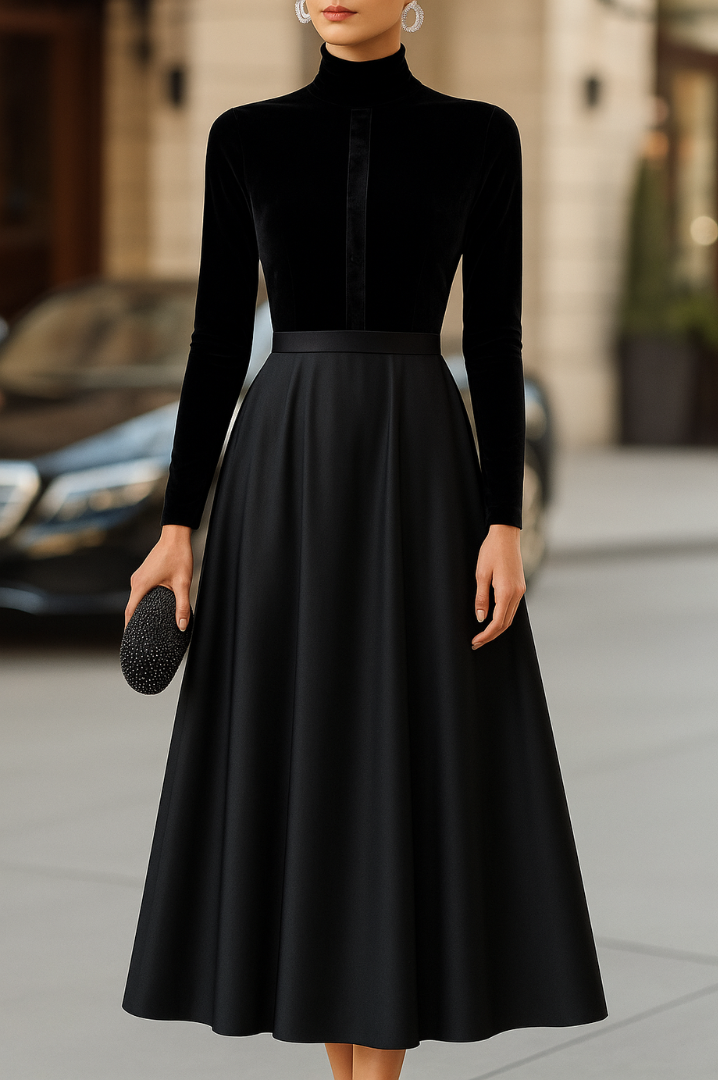Maud | Elegant Contrast Midi Dress