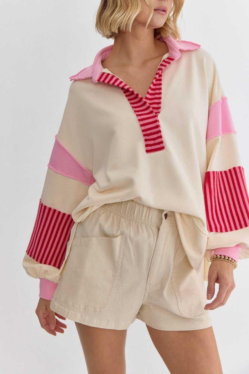 WAMAL™ - Casual Oversized V-Neck Long Sleeve Sweatshirt
