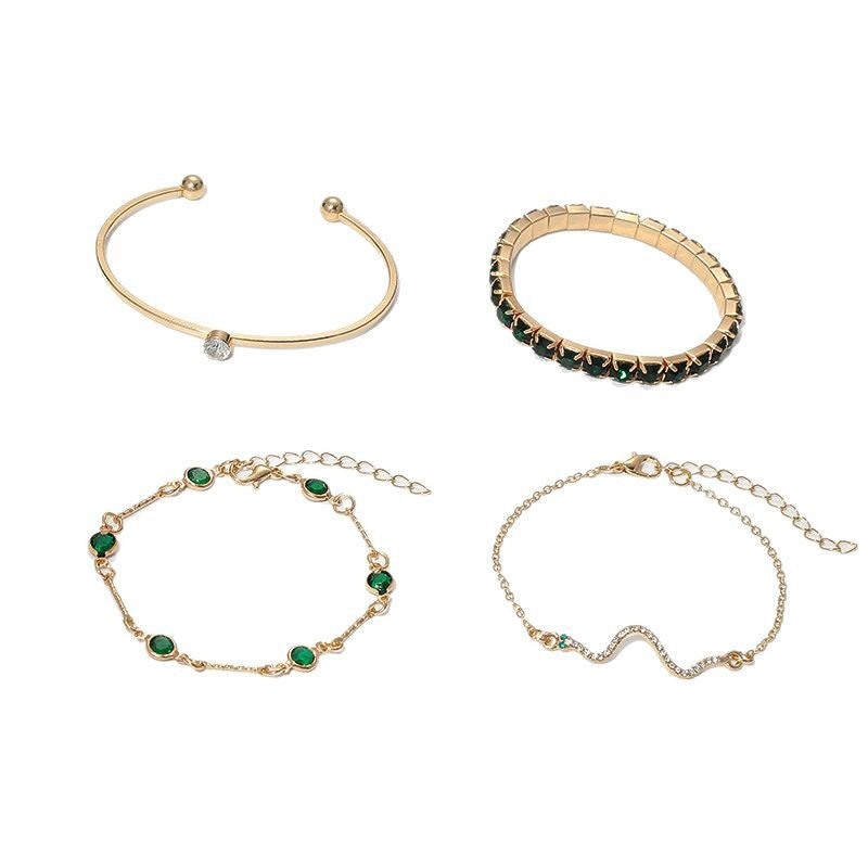 Golden Emerald Bracelet Set