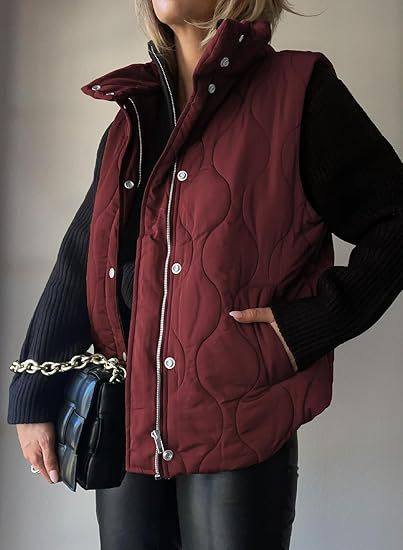 PAMMY™ - Classic Puffer Button Zip Up Collared Vest