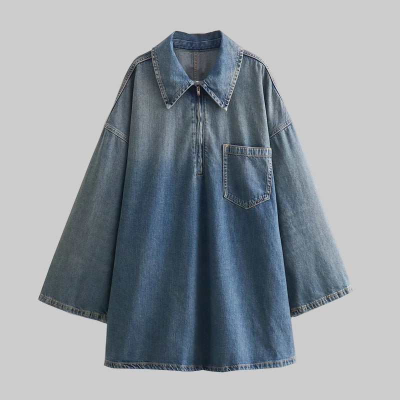 TWALYA™ - Vintage Half Zip Collared Long Sleeve Top