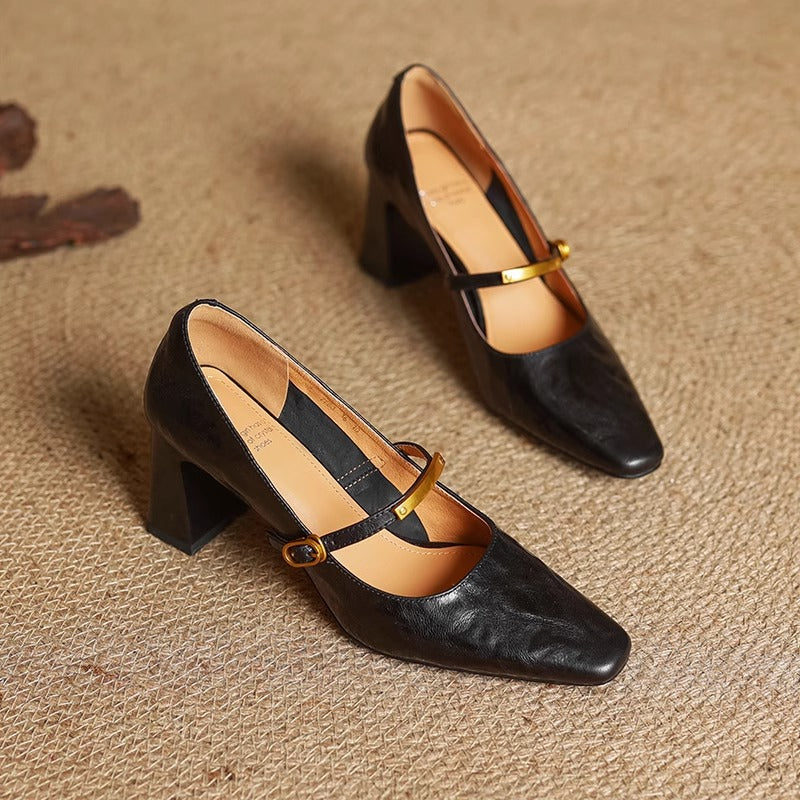 Maela Genuine Leather Heels