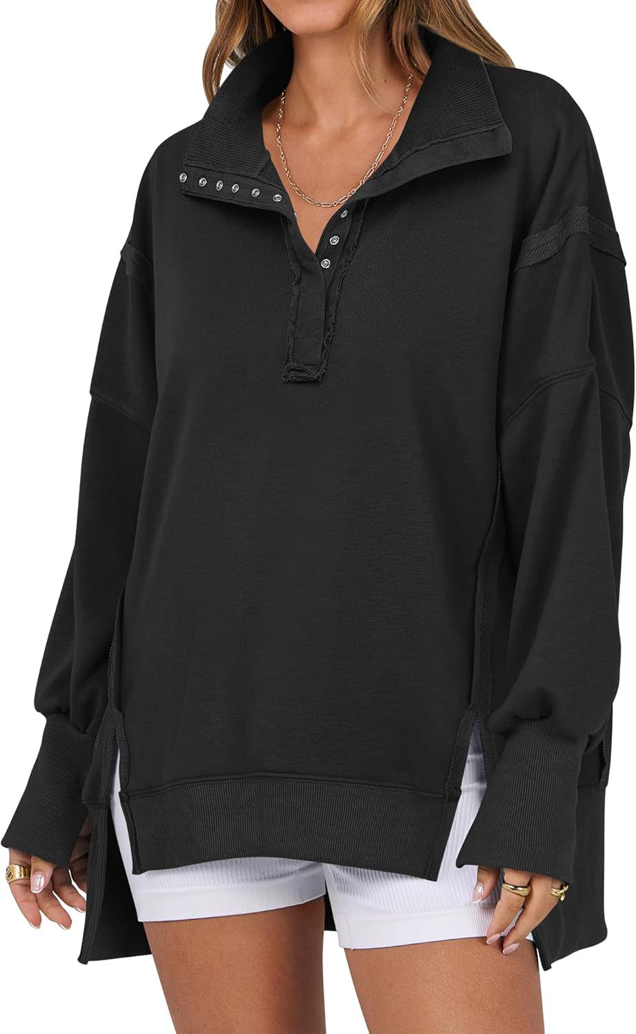 KAYLIE™ - Chic Oversized Button-Up Sweatshirt