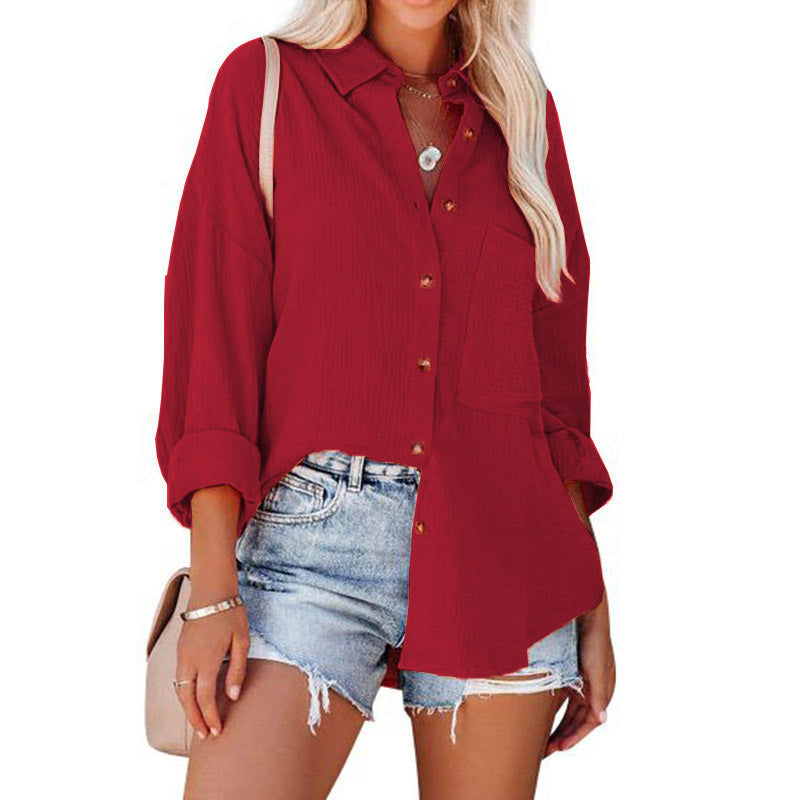 WOLLY™ - Casual Button Down Long Sleeve Blouse