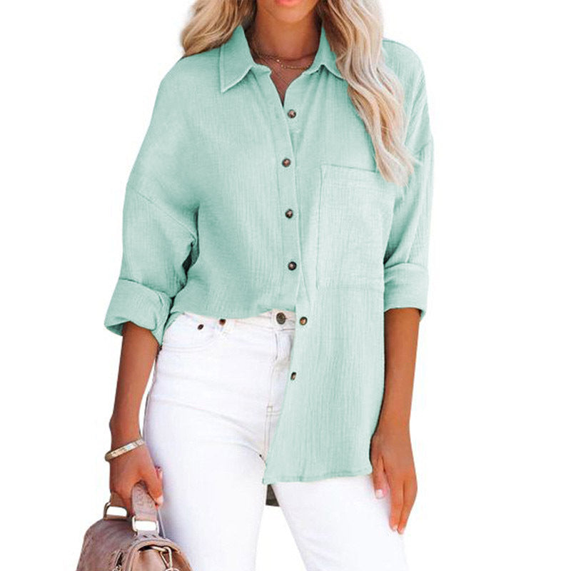 WOLLY™ - Casual Button Down Long Sleeve Blouse